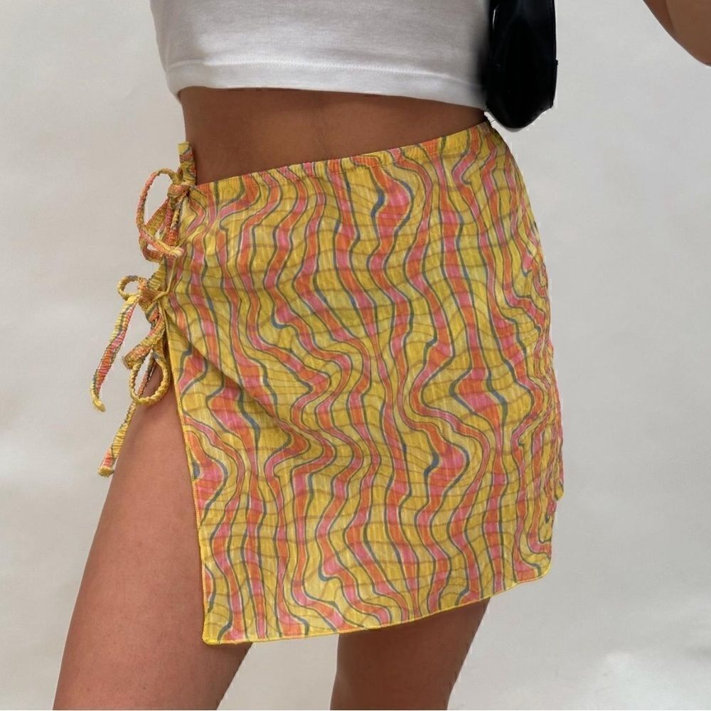 Urban Outfitters yellow plaid swim cover up skirt